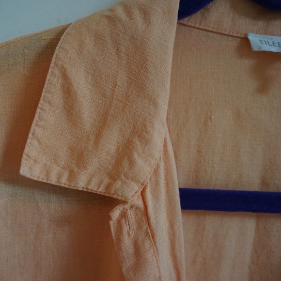 Eileen Fisher Linen Button-Up Shirt Orange Size S - Picture 10 of 11
